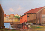 Anselm Dahl, sjøbodar. Maleri