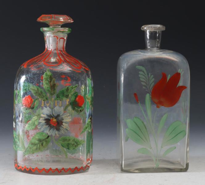 2 karafler i glass, en dat. 1888