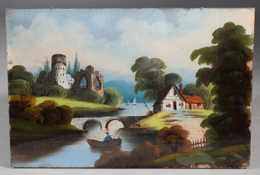 3 malerier på glass, 1800 t.