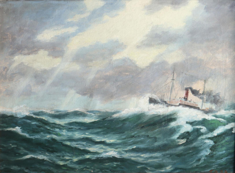 Monogramert, marine. Maleri.