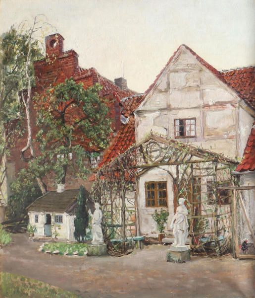 Usignert, hus. Maleri.