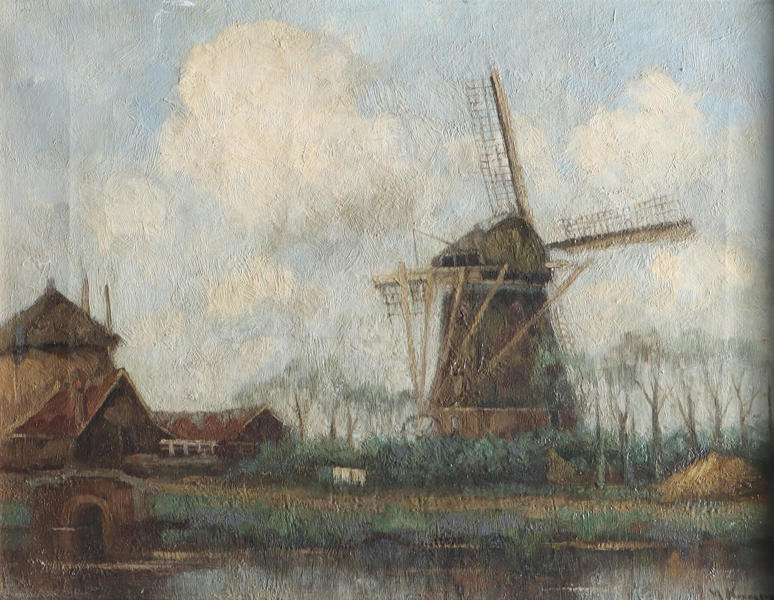 Jan Kuypers, vindmølle. Maleri.