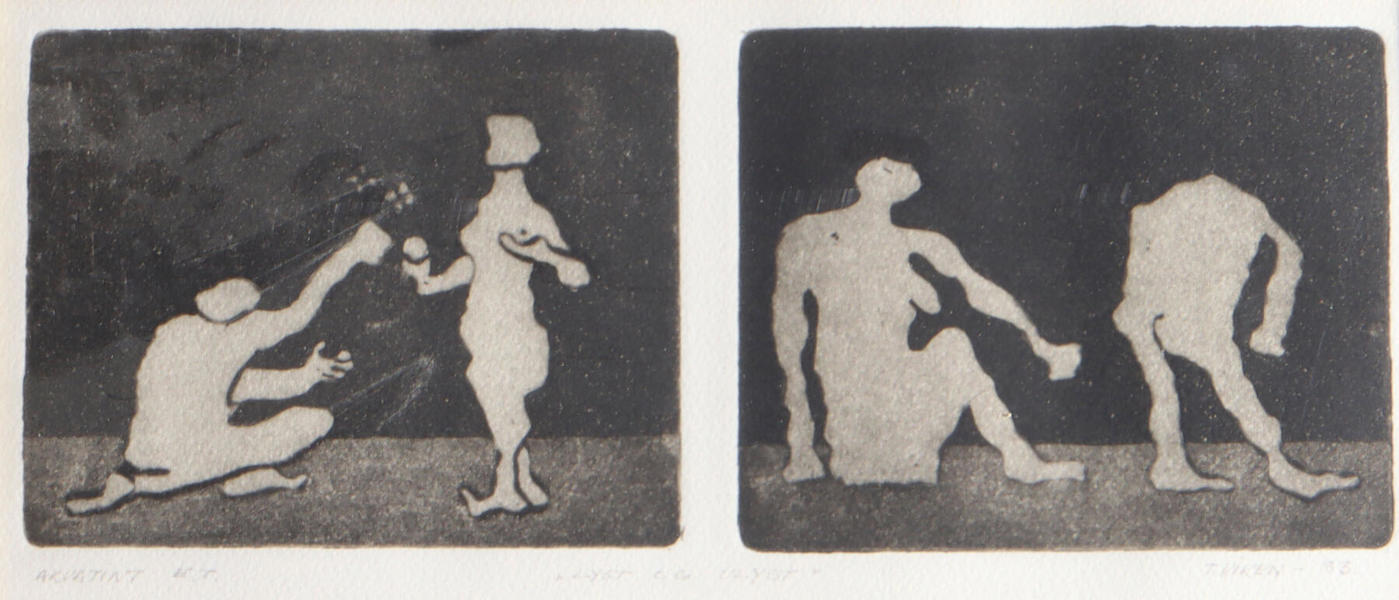 Torstein Viken, figurer. Akvatint.