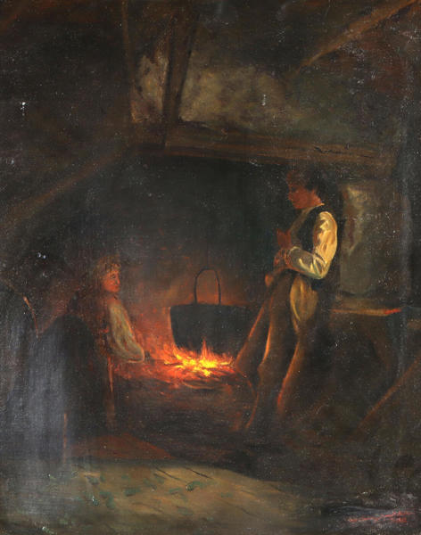 Otto Sinding, interiør. Maleri.