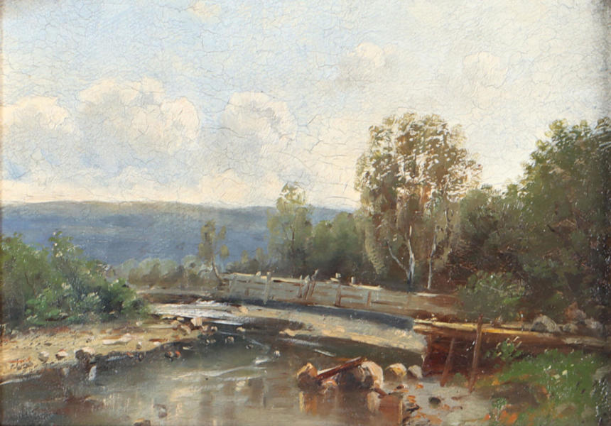 Usignert, landskap. Maleri.