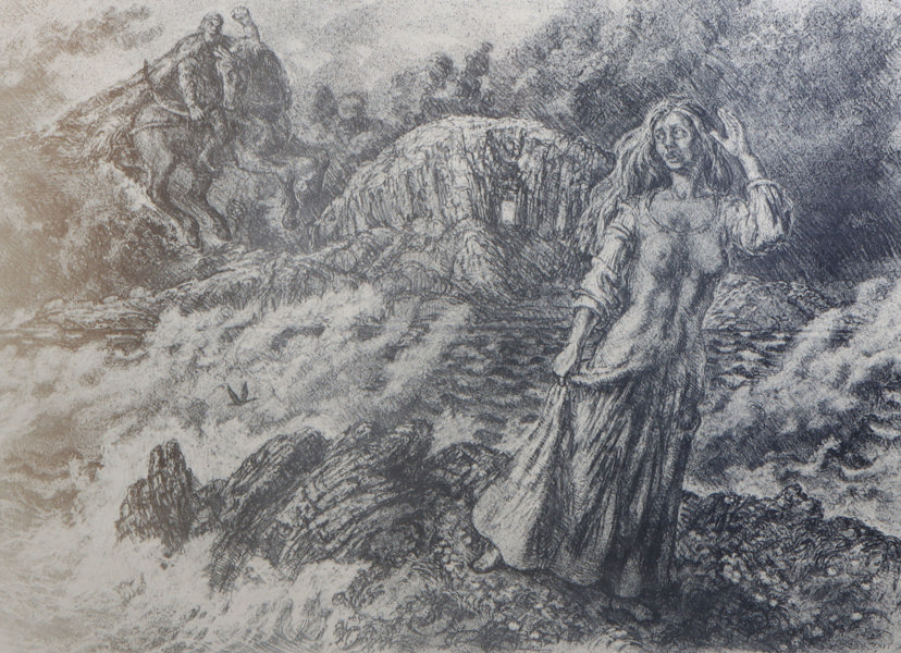 Karl E. Harr, kvinne ved havet. Lito.
