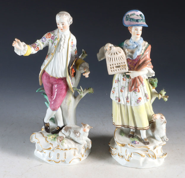 Et par figurer i porselen, Meissen.