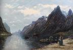 Utydelig signert, fjord. Maleri.