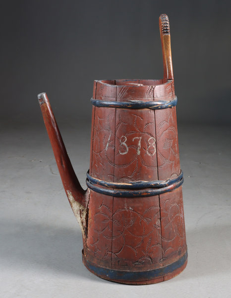Stor rødmalt tutekanne, 1878.