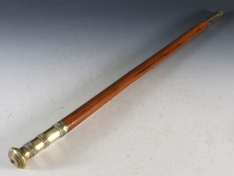 Stokk/lensmannsstokk med messingbeslag, 1800 t.