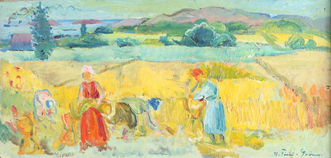 Hans Finne-Grønn, hesjing. Maleri.