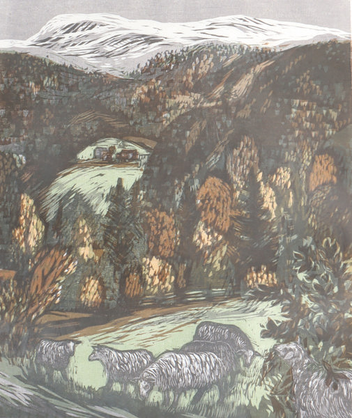 Terje Grøstad, sauer. Tresnitt.