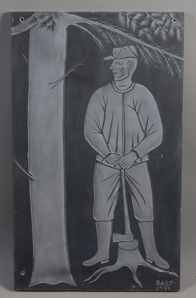 Ørnulf Bast, arbeider. Skiferstein.