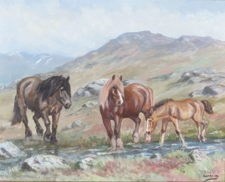 Gunheim Torstensen, hester. Maleri.