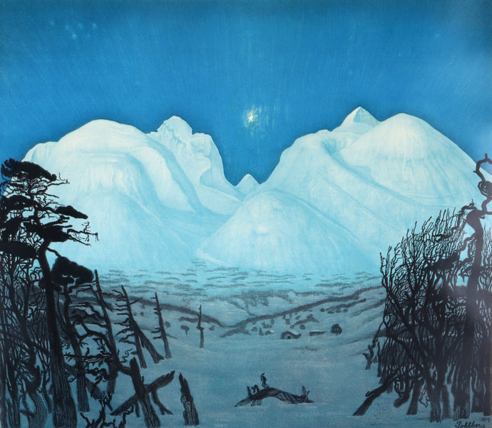 Harald Sohlberg, Vinternatt i Rondane. Lito.