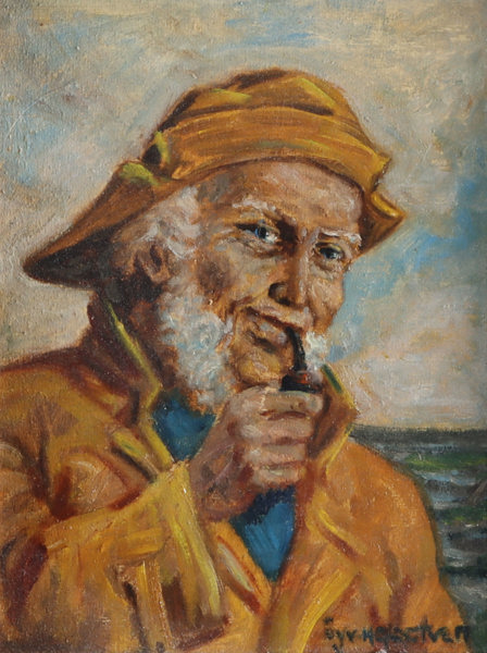 Øyvind Heggtveit, fisker. Maleri.