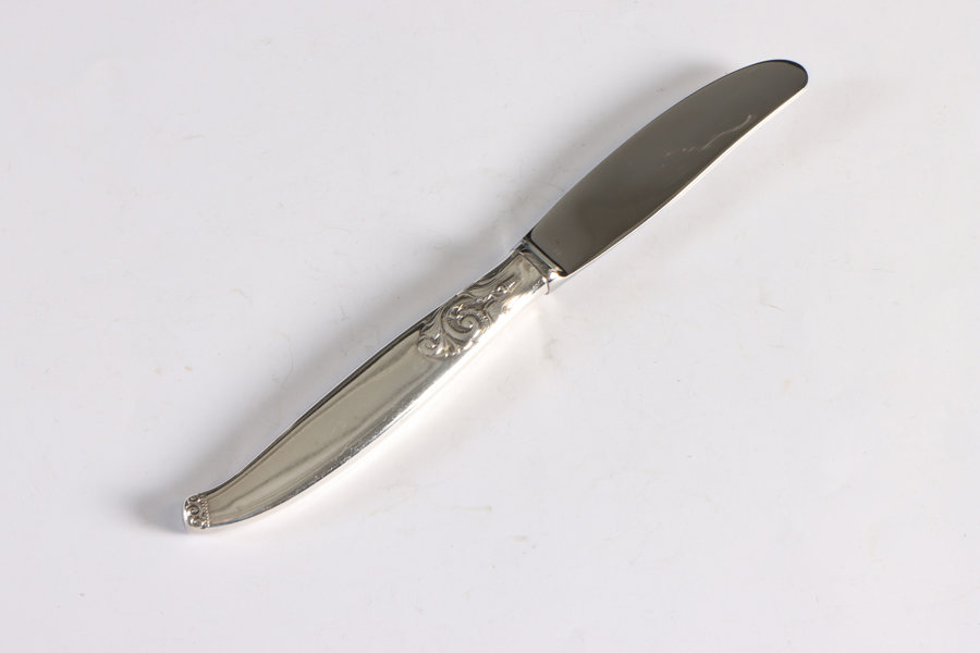 6 kniver, Telesølv. L: 21 cm. 
