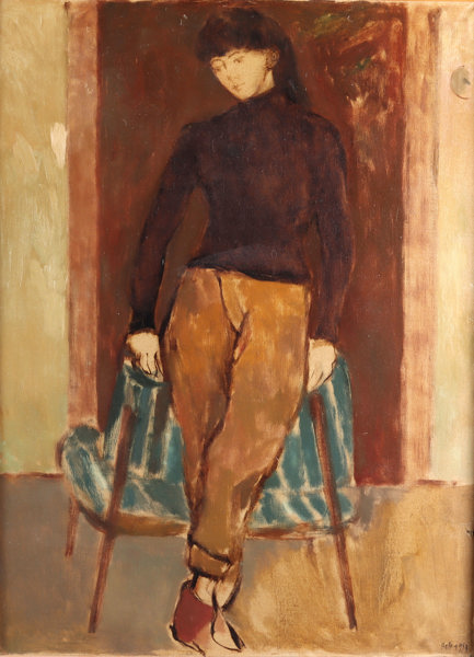 Tor Hoff, stående kvinne. Maleri.