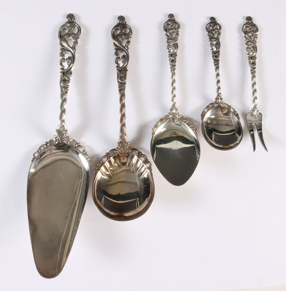 5 deler bestikk i sølv, Dobbel rokokko.