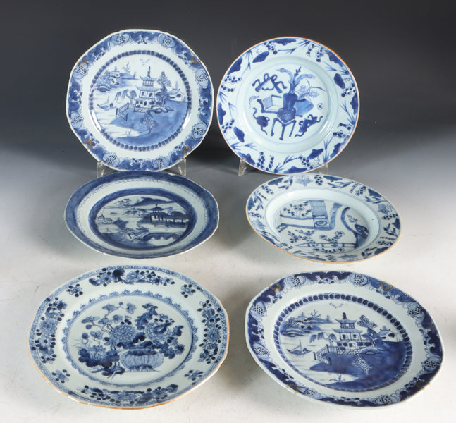 6 asjetter i porselen, Kina 17/1800 t.