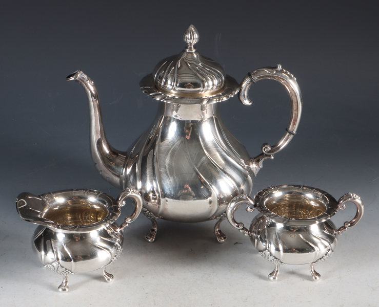 Kaffesett i sølv, 3 deler.