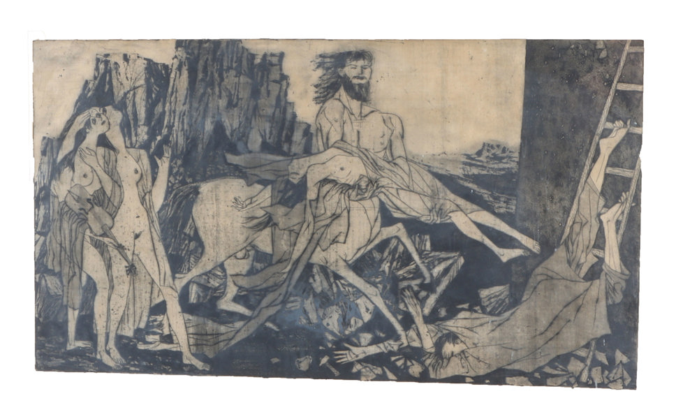 Sigurd Winge, mennesker. Akvatint.