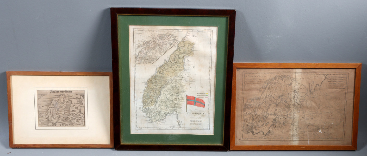 3 kart, Norge og skandinavia.