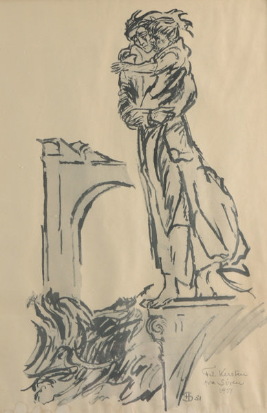 Henrik Sørensen, mor og barn. Trykk.