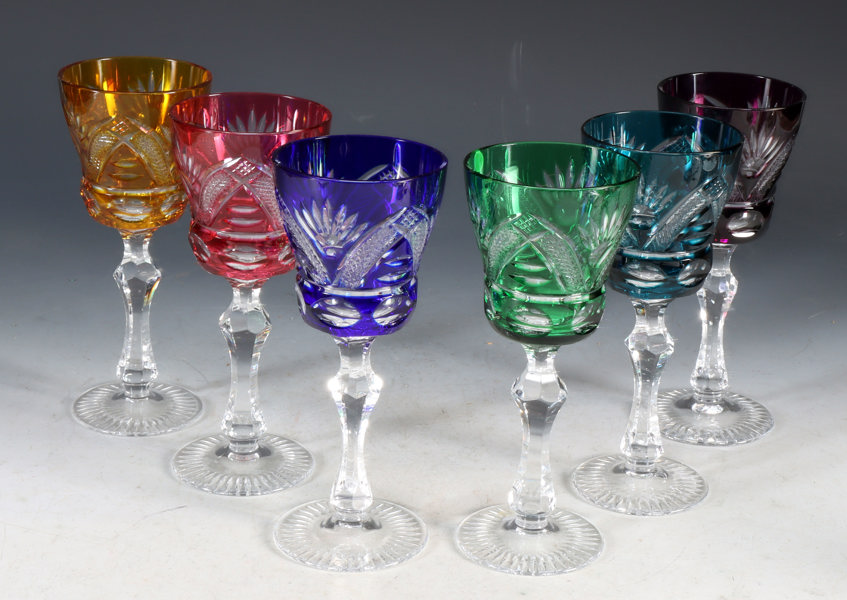 6 glass med farget klokke