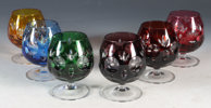 6 cognacglass med farget klokke