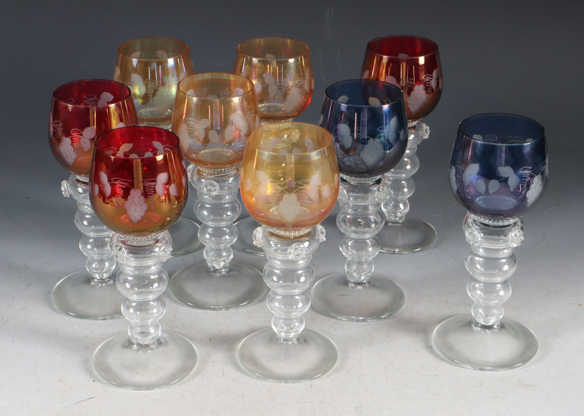 9 glass med farget klokke