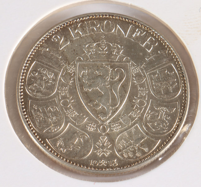 Mynt, 2-kr. 1913.