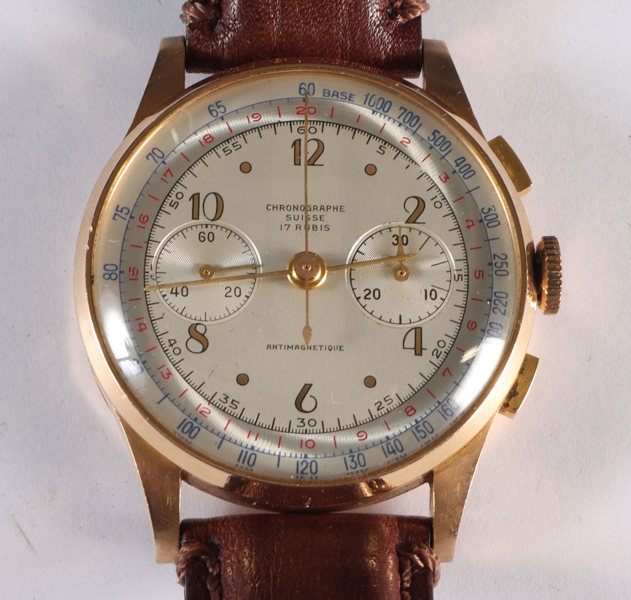 Armbåndsur i gull, Chronograph.