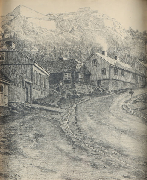 Severin Segelcke, gate. Tegning.