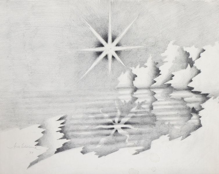 Arne Ekeland, landskap. Tegning