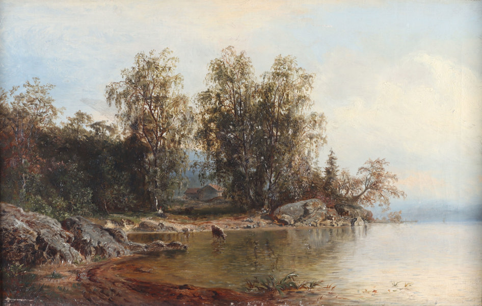 Usignert, landskap 1800 t. Maleri.