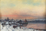 Sigvart Simensen, kystmiljø. Maleri.