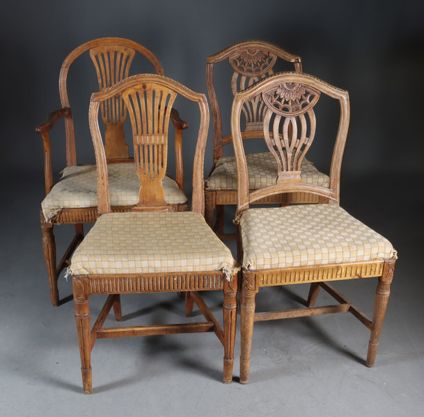 Armstol og 3 stoler, 1700 t.