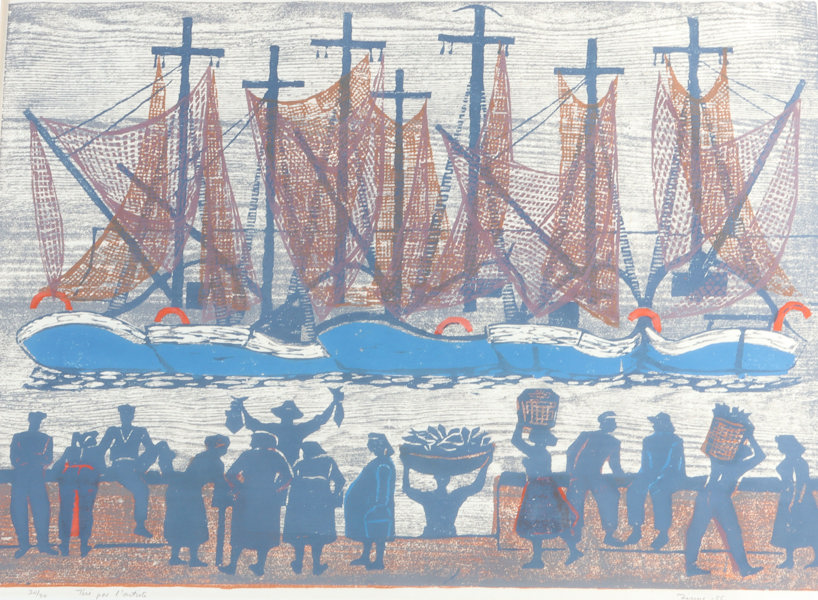 Henrik Finne, fiske. Litografi.