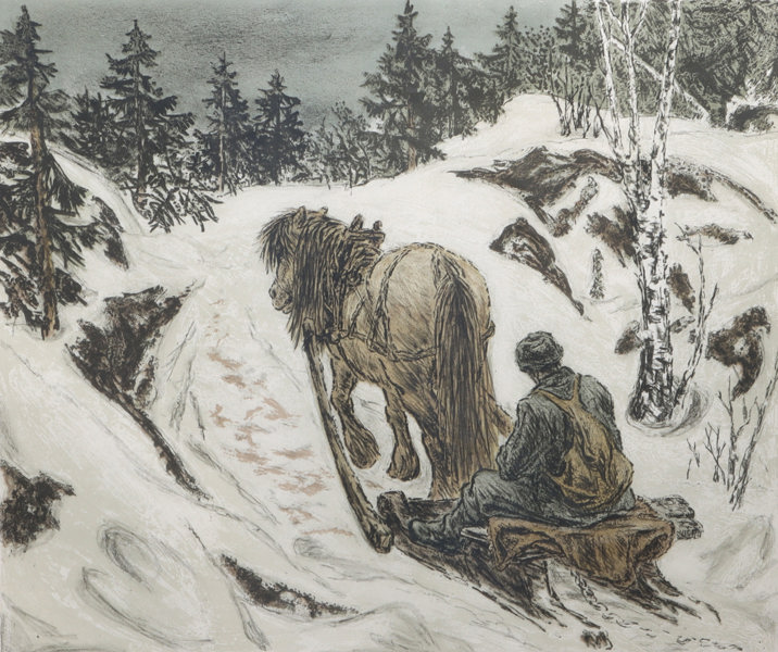 Harald Kihle, Skogsvegen. Litografi.