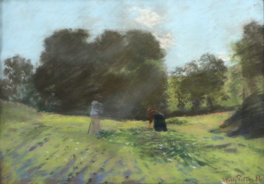 Wilhelm Peters, arbeid i åkeren. Pastell.
