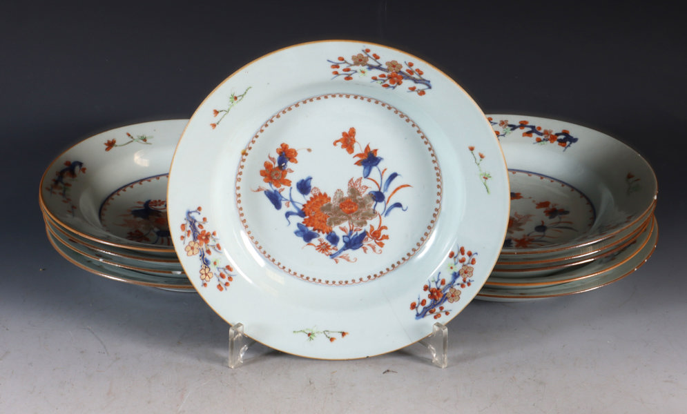 10 dekorert tall. i porselen. 17/1800 t.