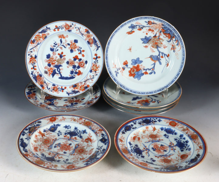 8 dekorerte tall. i porselen, 1800 t.