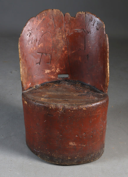 Rødmalt kubbestol, 1700 t.