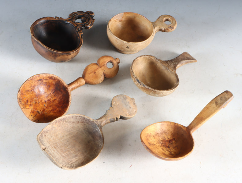 3 øser og 3 skjeer i tre