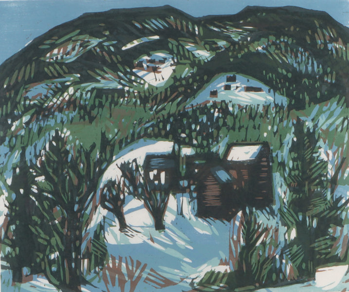 Terje Grøstad, landskap. Tresnitt