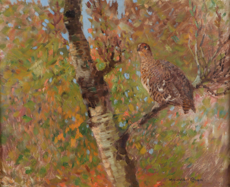 Halvdan Gran, orrhøne. Maleri.