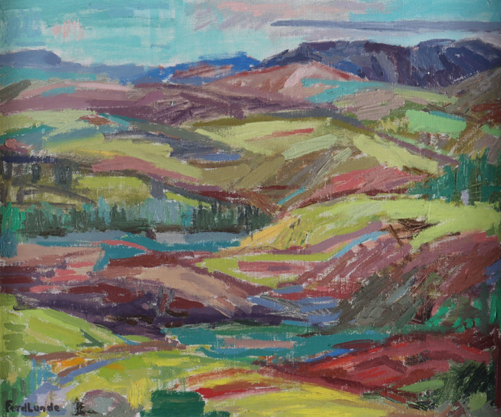 Ferdinand Lunde, fjellandskap. Maleri.