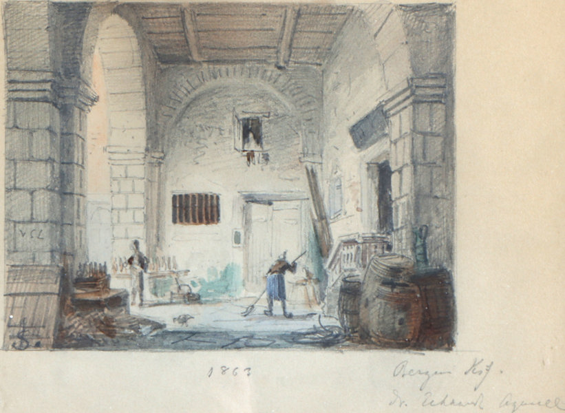 Vincent Stoltenberg Lerche, interiør. Tegning