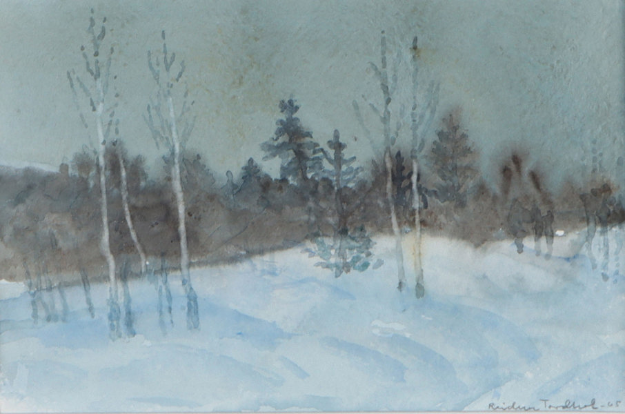 Reidun Tordhol, vinter. Akvarell.